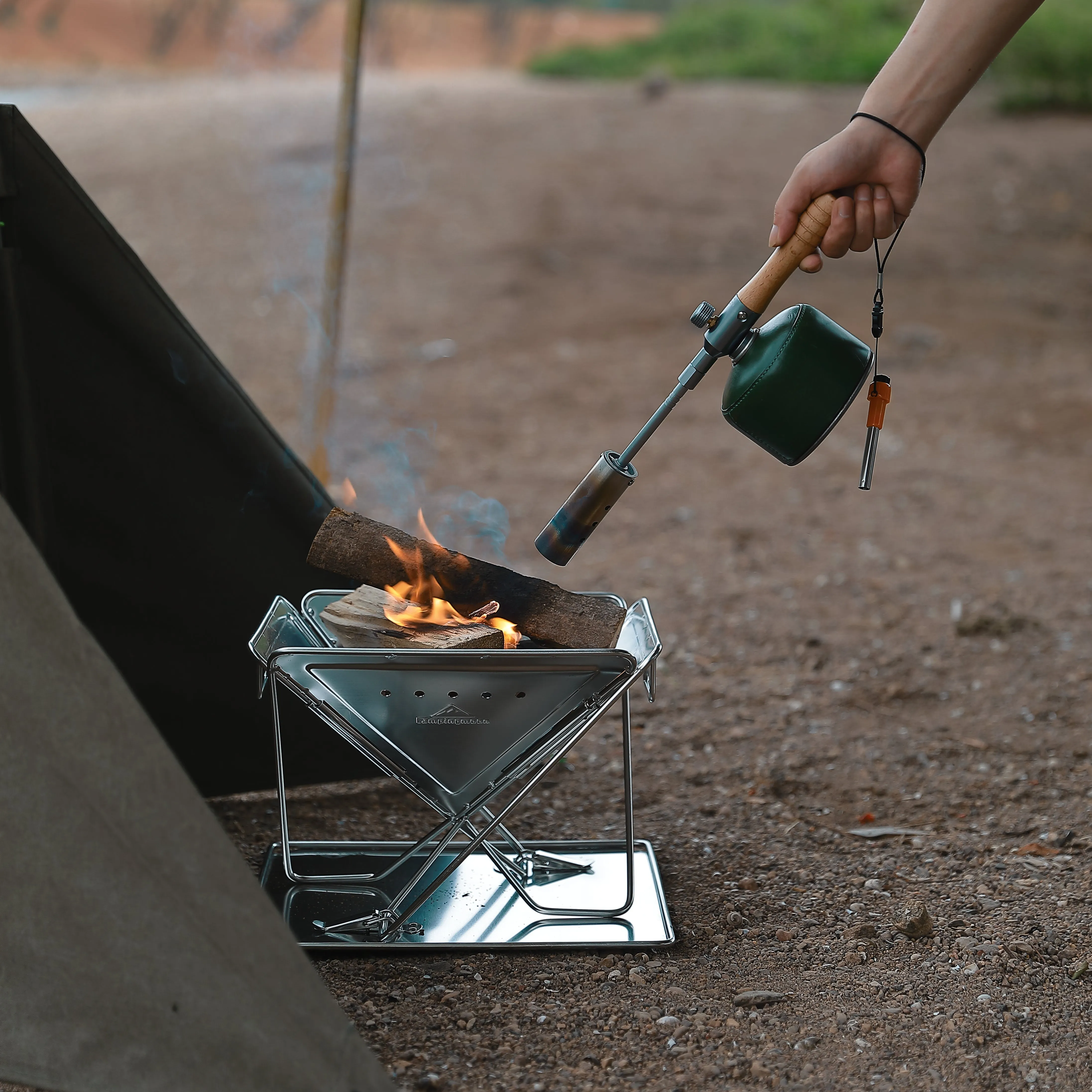 MT-035 3-in-1 Portable Stainless Steel Wood Burning Grill & Fire Pit, 14x15.35-Inch, with Carrying Bag