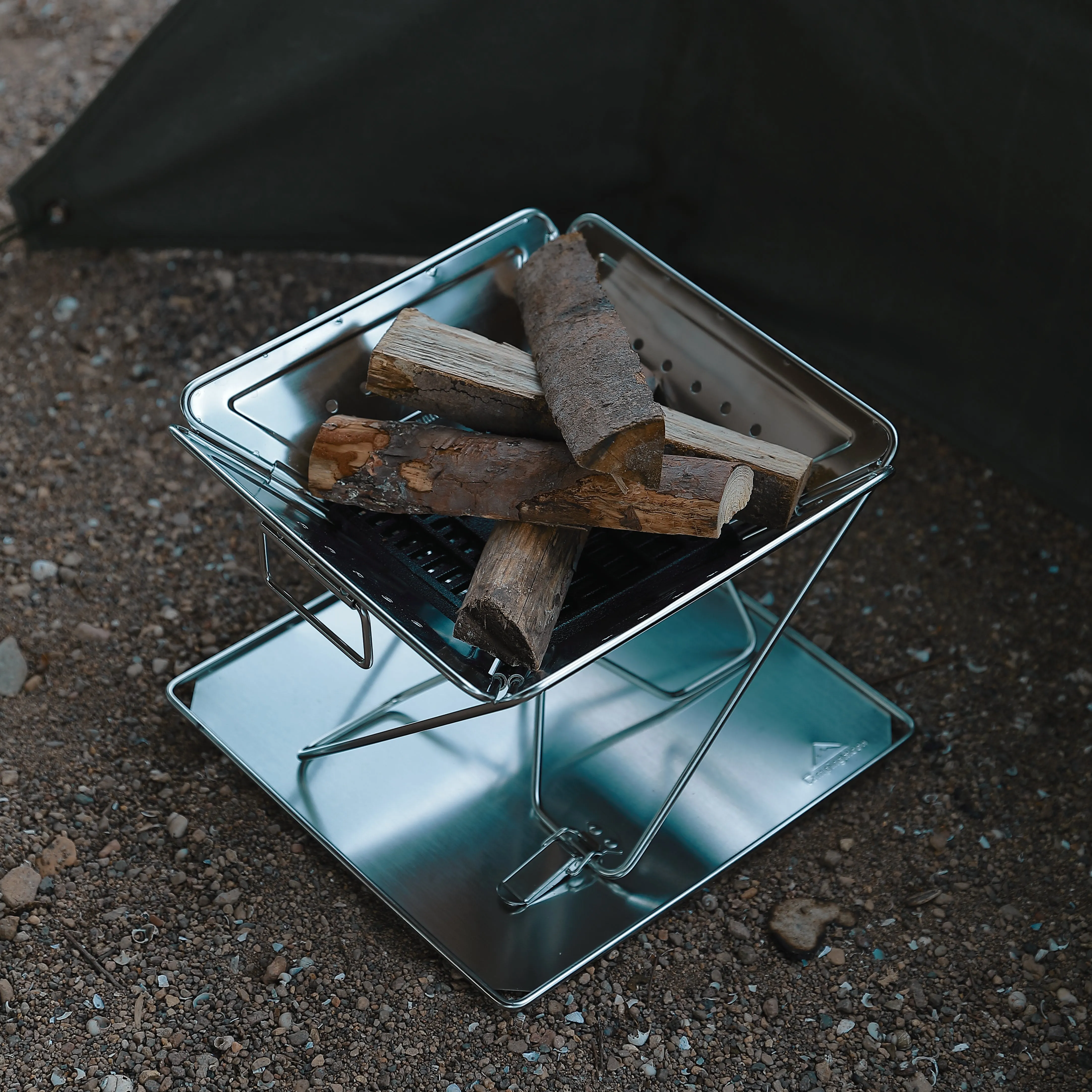 MT-035 3-in-1 Portable Stainless Steel Wood Burning Grill & Fire Pit, 14x15.35-Inch, with Carrying Bag