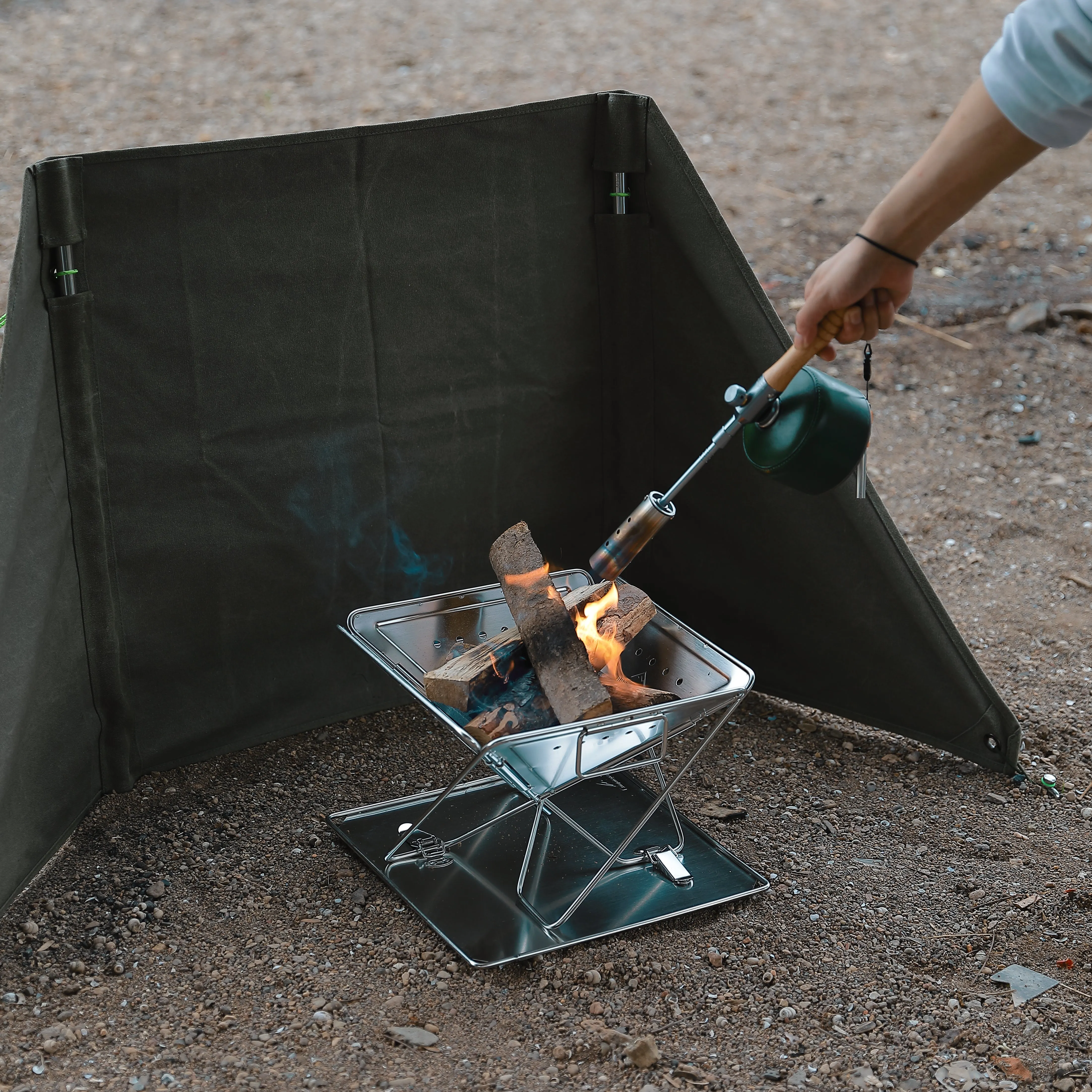 MT-035 3-in-1 Portable Stainless Steel Wood Burning Grill & Fire Pit, 14x15.35-Inch, with Carrying Bag
