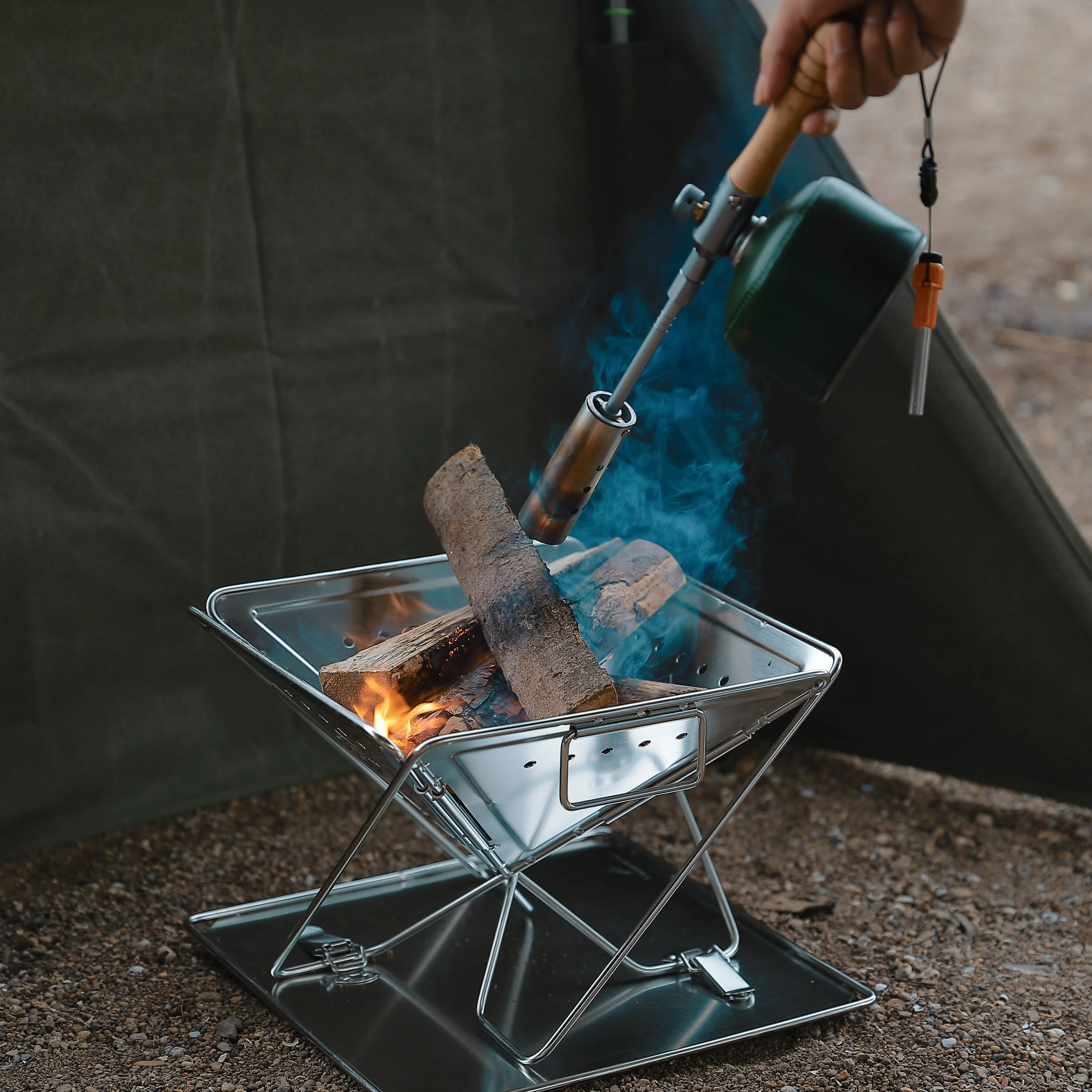MT-035 3-in-1 Portable Stainless Steel Wood Burning Grill & Fire Pit, 14x15.35-Inch, with Carrying Bag