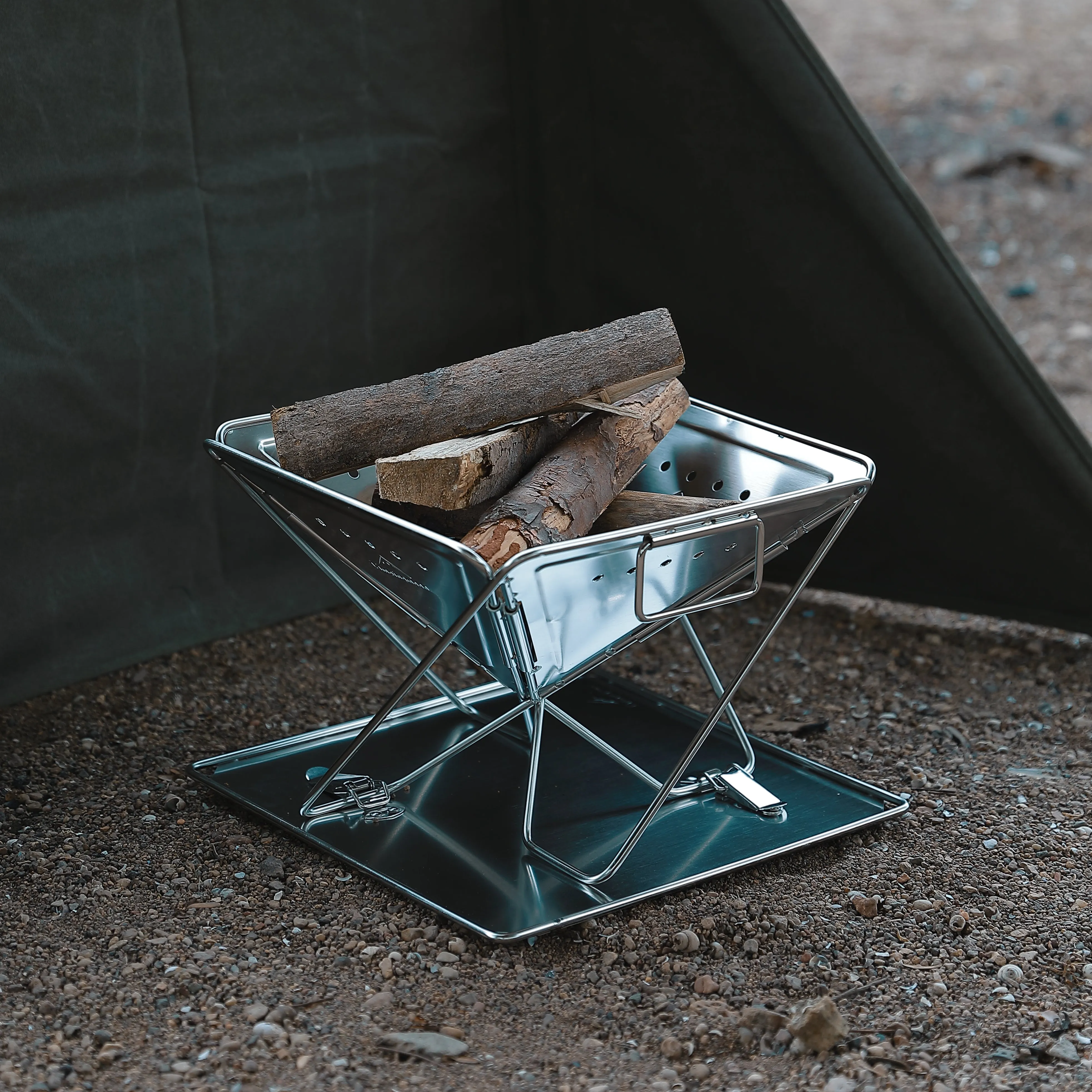 MT-035 3-in-1 Portable Stainless Steel Wood Burning Grill & Fire Pit, 14x15.35-Inch, with Carrying Bag