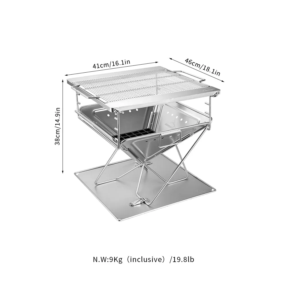 MT-045 3-in-1 Portable Wood Burning Grill & Fire Pit, 16x18", with Bag
