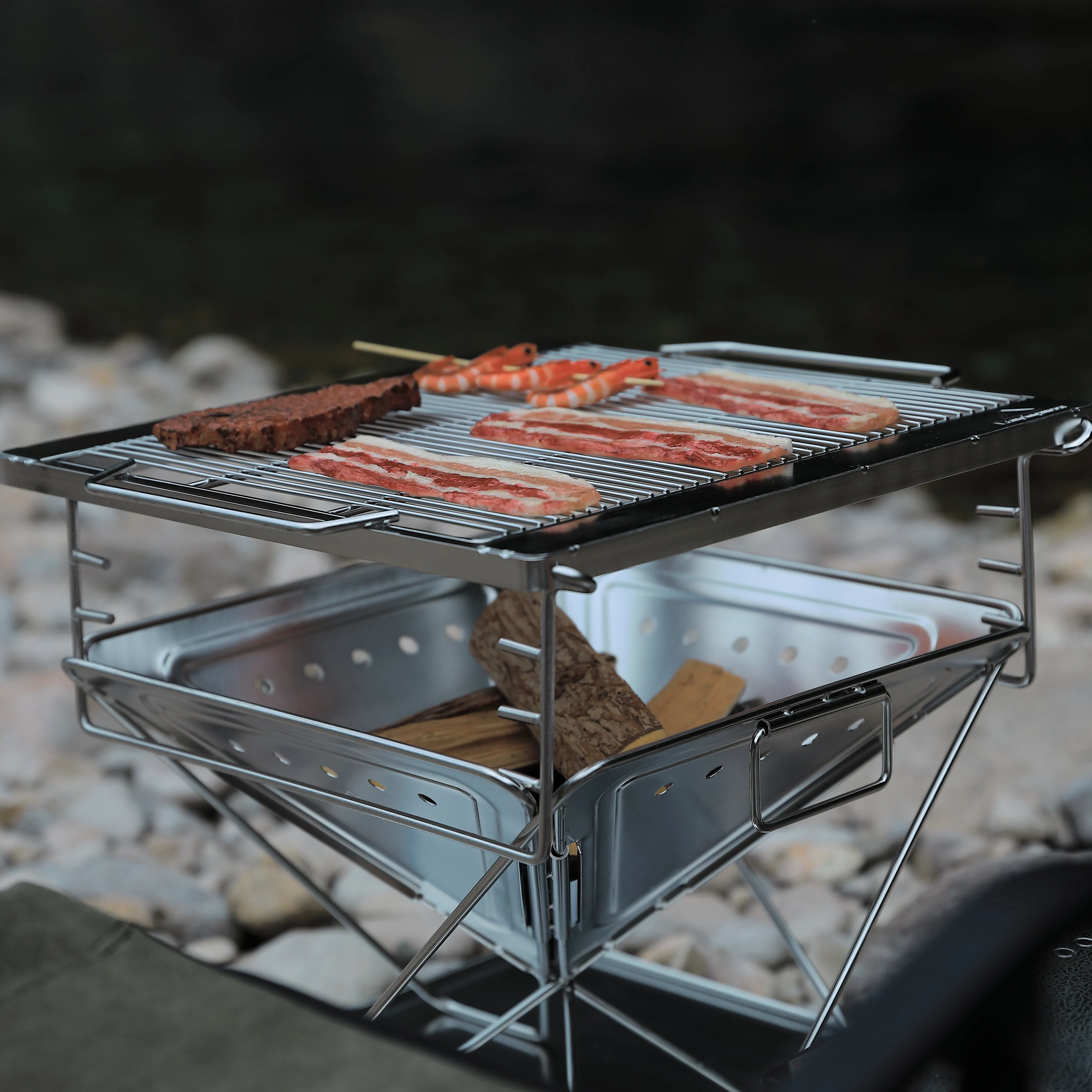 MT-045 3-in-1 Portable Wood Burning Grill & Fire Pit, 16x18", with Bag
