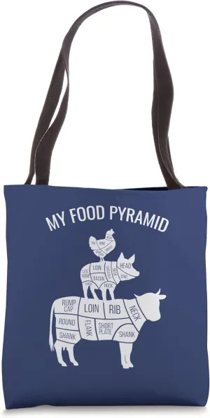 My Food Pyramid Funny Carnivore Cow Pig Chicken Tote Bag