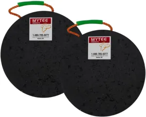 Mytee Products Round Outrigger Pad 15" Diameter, 1.5" Thick, 50,000 lbs WLL, RV Jack Pads | Crane Trailer Stabilizer Pads Lightweight, Stackable, Waterproof, Unbreakable, Ergonomic Handle (2 Pack)