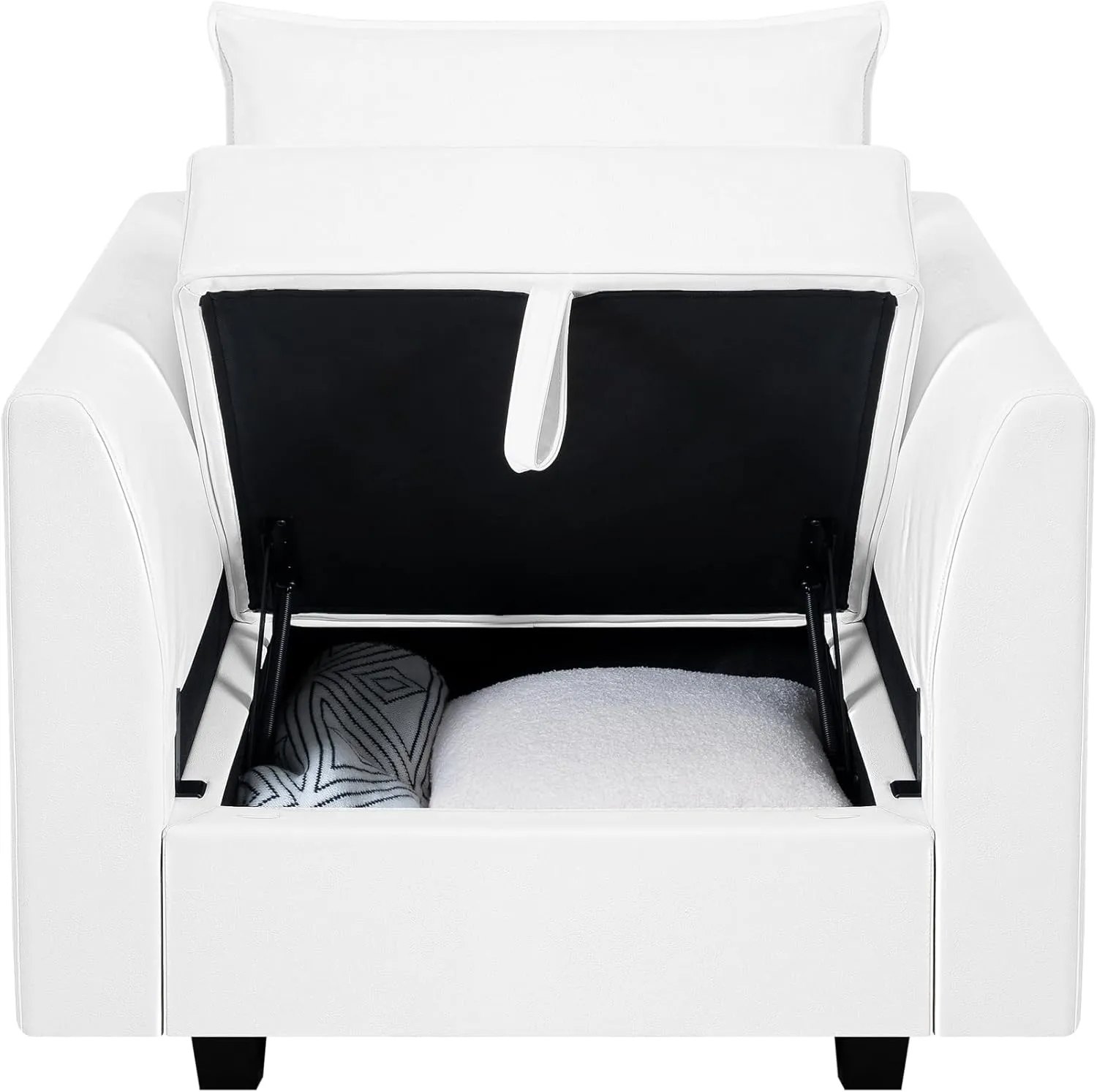 Naomi Home Elizabeth Modern DIY Collection - Convertible Modular Sectional Sofa - Ultimate Sofa Experience Air Leather Couch for Living Room Apartment Office Accent Chair with Ottoman White