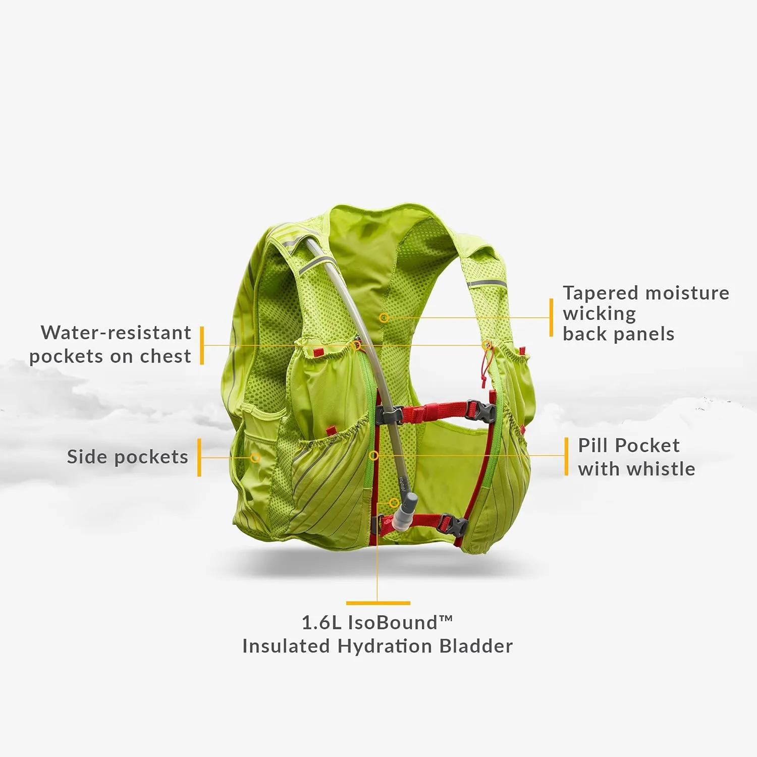 Nathan Unisex Pinnacle Race Vest w/ 12L Hydration Pack, Running Vest with Water Bladder, Hydration Vest for Running Women, Water-Resistant, Moisture Wicking