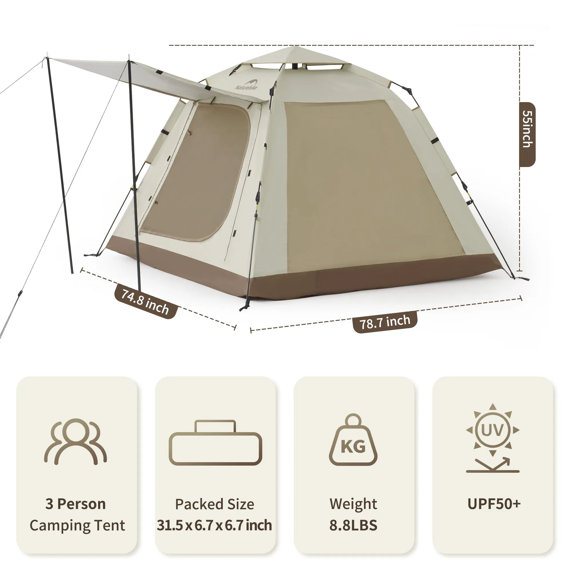 Naturehike Ango Picnic Automatic 3 persons Tent