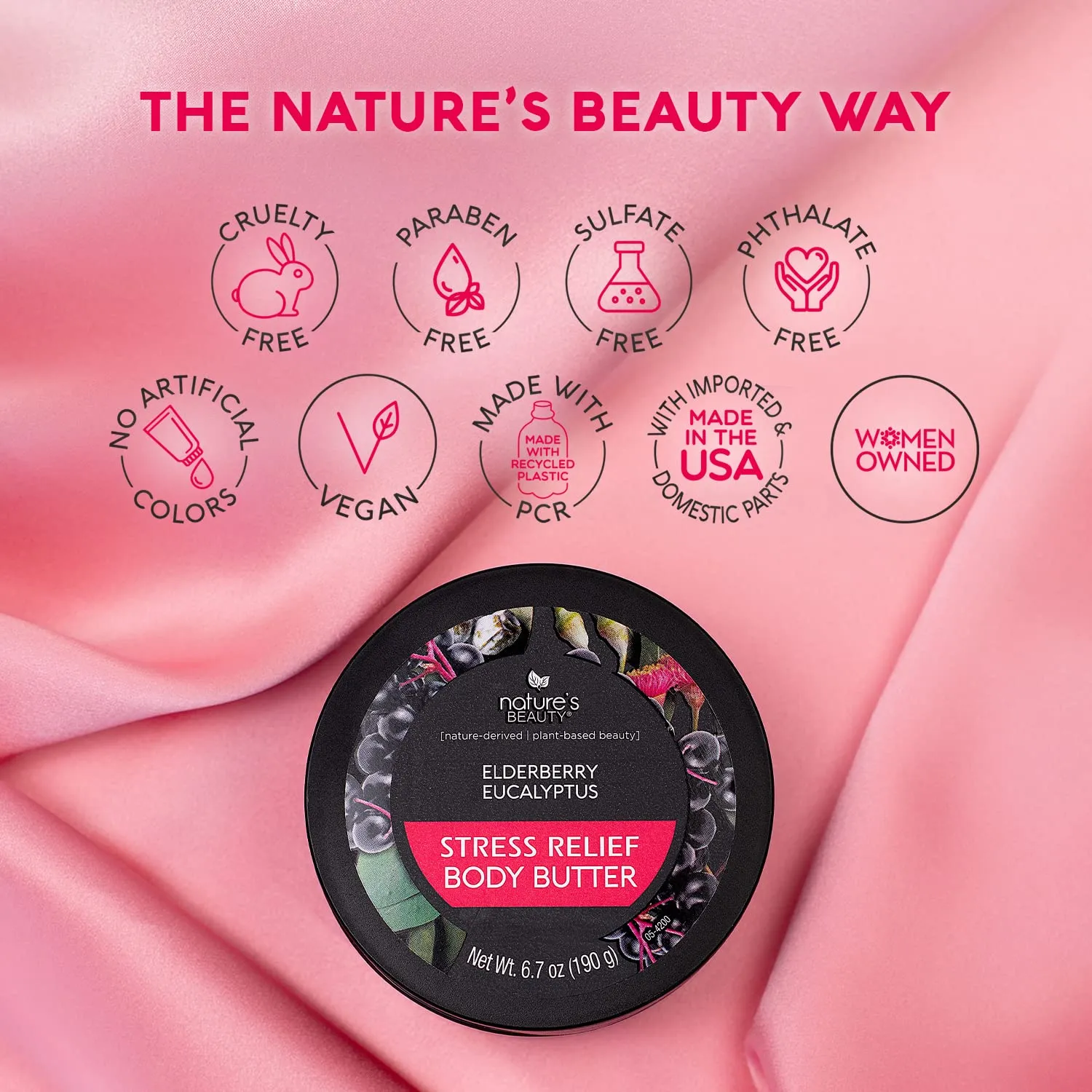 Nature's Beauty Elderberry Eucalyptus Stress Relief Body Butter Multi-Pack - Luxury Moisturizer, Unwind   Restore Your Skin, Made w/Shea Butter, Avocado   Sweet Almond Oil, 6.7 oz (2 Pack)