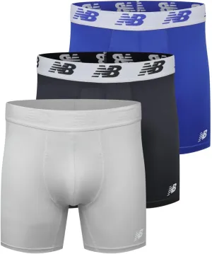 New Balance Men's No Fly Trunks Underwear, Jacquard Waistband, Breathable Lightweight, Moisture Wicking (3 Pack)