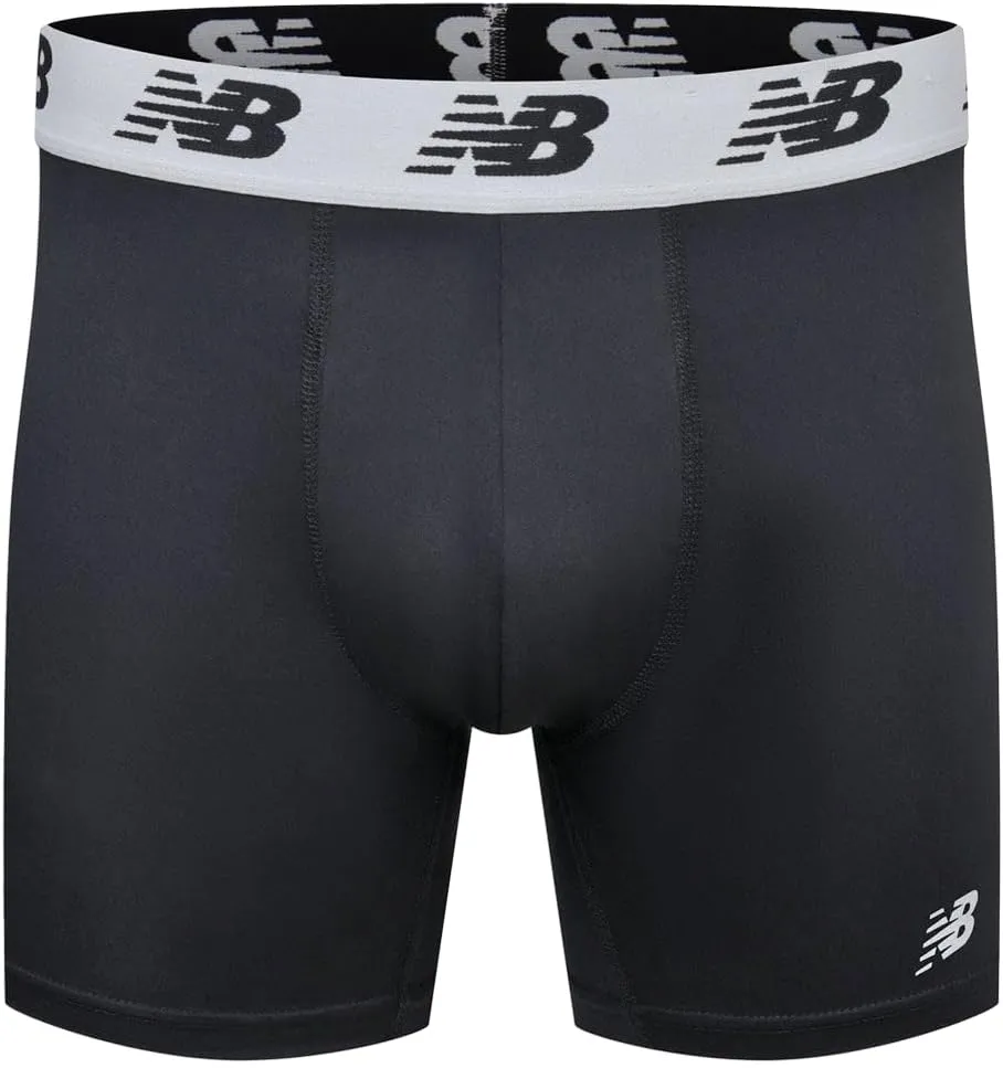 New Balance Men's No Fly Trunks Underwear, Jacquard Waistband, Breathable Lightweight, Moisture Wicking (3 Pack)