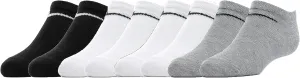 Nike Kids Unisex 8-Pack Lightweight No-Show Socks - Black/White/Grey - 5-7 yrs (10C-3Y)