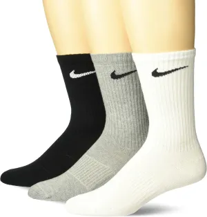 NIKE Men's Lightweight Crew Socks (Pack of 3), White/Grey/Black, Medium