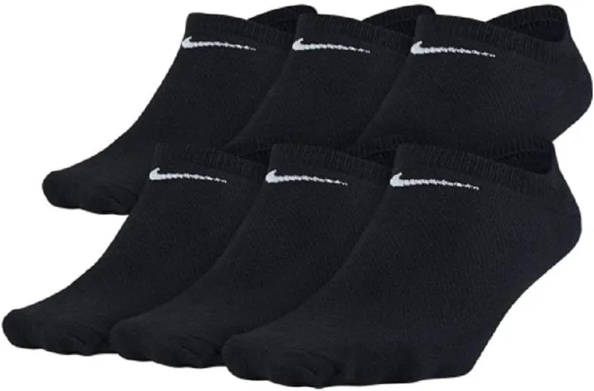 Nike Women Lightweight No Show Athletic Sock, Black, Size M 6-10, 6 Pack