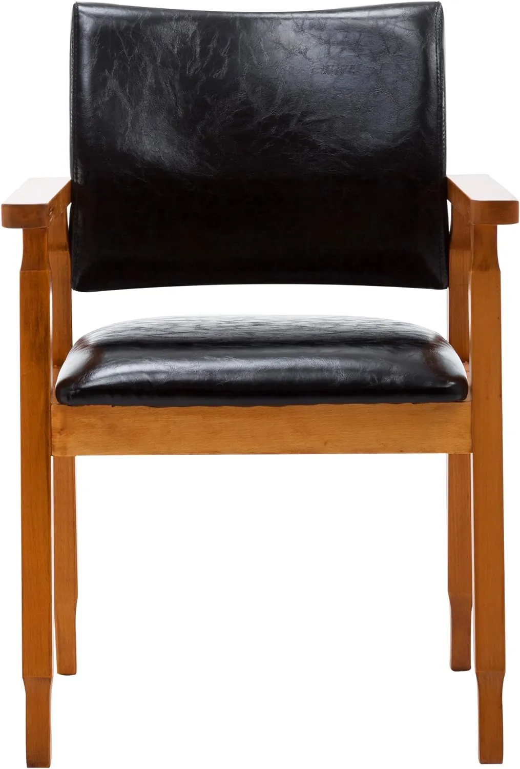 NOBPEINT Mid-Century Dining Side Chair with Faux Leather Seat in Black, Arm Chair in Walnut,Set of 2