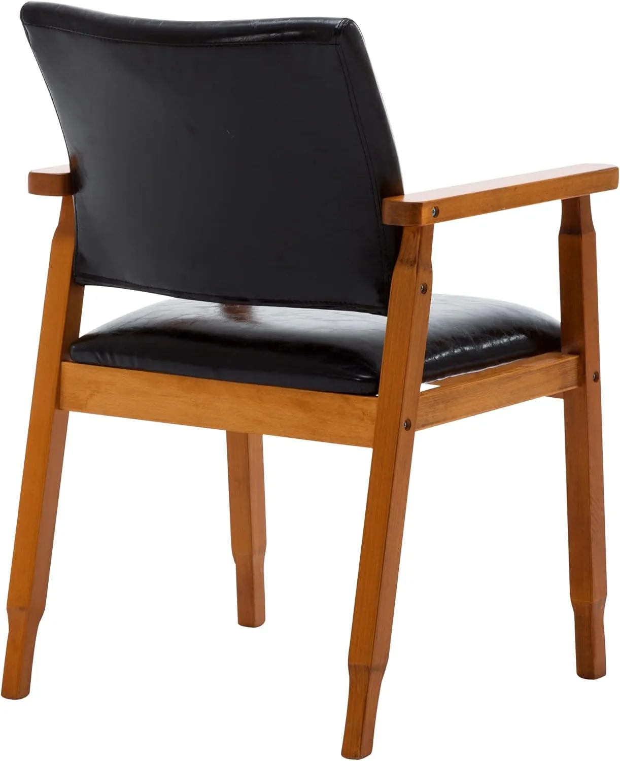 NOBPEINT Mid-Century Dining Side Chair with Faux Leather Seat in Black, Arm Chair in Walnut,Set of 2