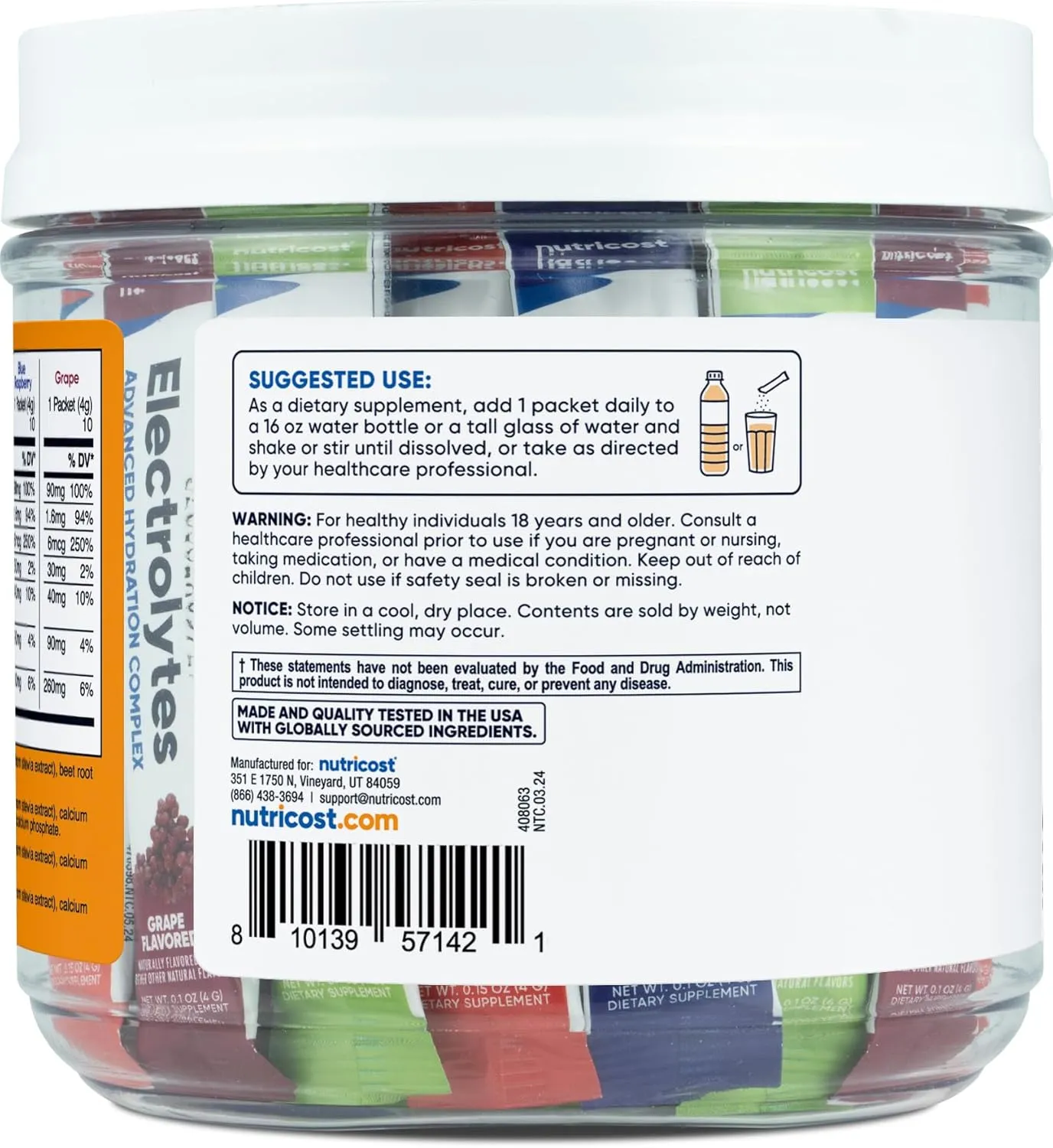 Nutricost Electrolytes Complex, Variety Pack Flavored, 40 Stickpacks - Advanced Hydration Complex