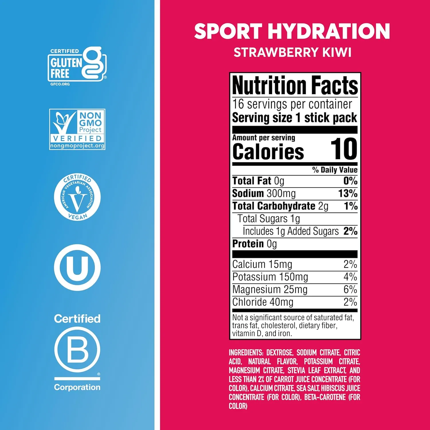 Nuun Sport Electrolyte Powder Packets with Magnesium, Calcium, Potassium, Chloride, and Sodium, Hydration Packets for On-the-Go, Strawberry Kiwi Flavor, Gluten Free & Vegan, 16 Single Servings