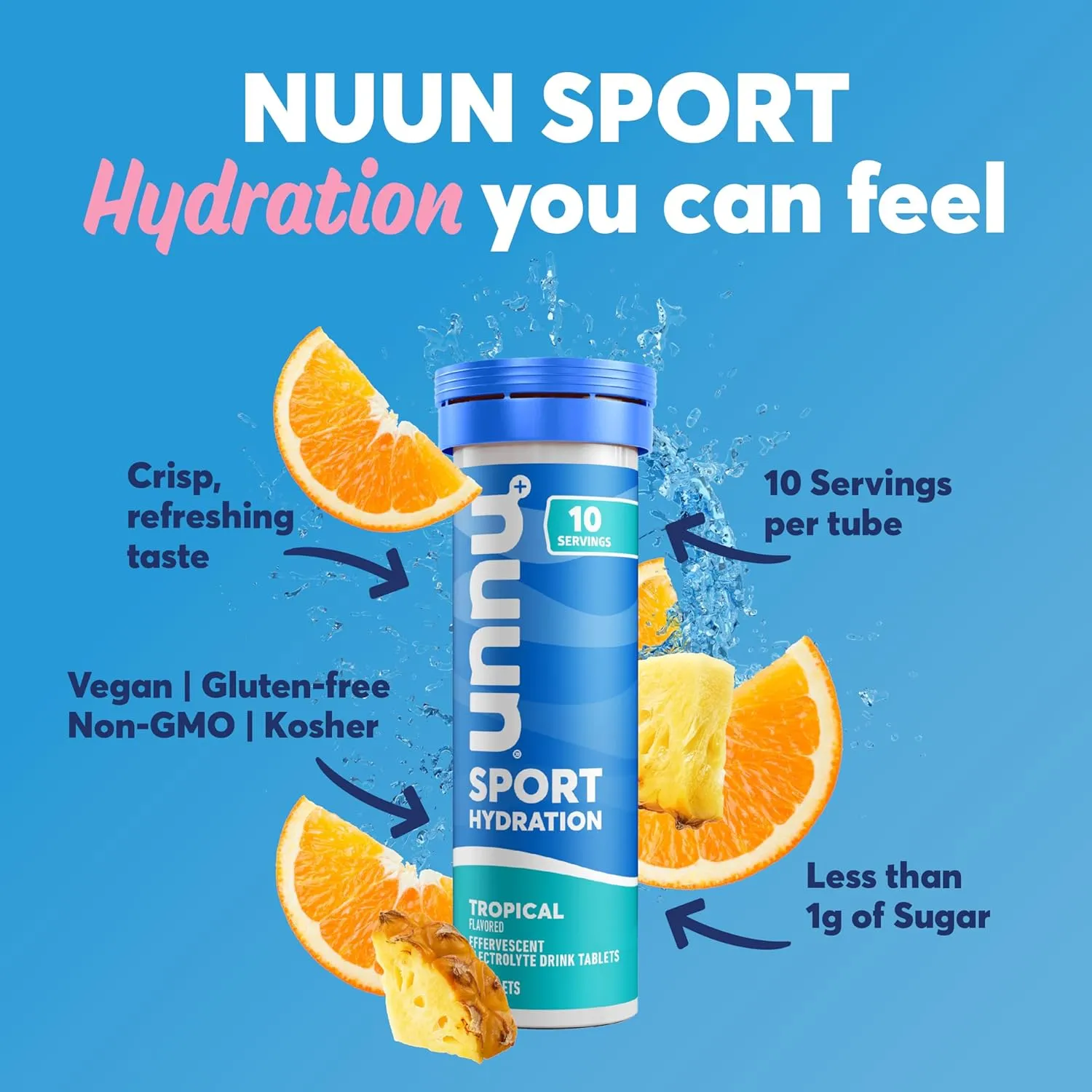 Nuun Sport Electrolyte Tablets with Magnesium, Calcium, Potassium, Chloride & Sodium, Gluten Free & Vegan, Mixed Flavors, 6 Pack (60 Servings Total)