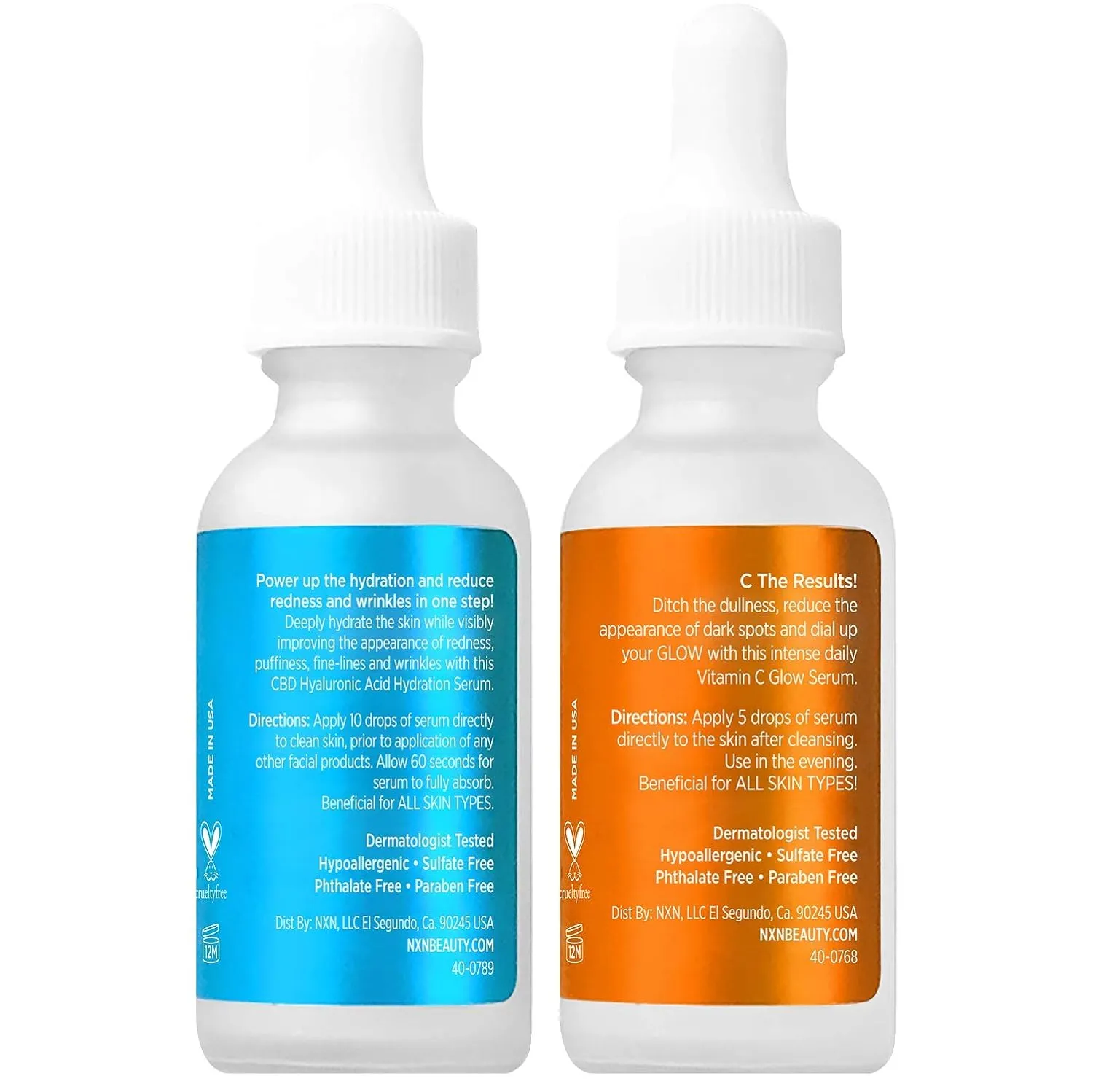 NxN Vitamin C & Hyaluronic Acid Serum Set, Clinically Proven to Brighten Skin, Reduce Dark Spots, Improve Hyper Pigmentation Age Spots, Reduce Fine Lines & Wrinkles - 1fl oz Face Kit