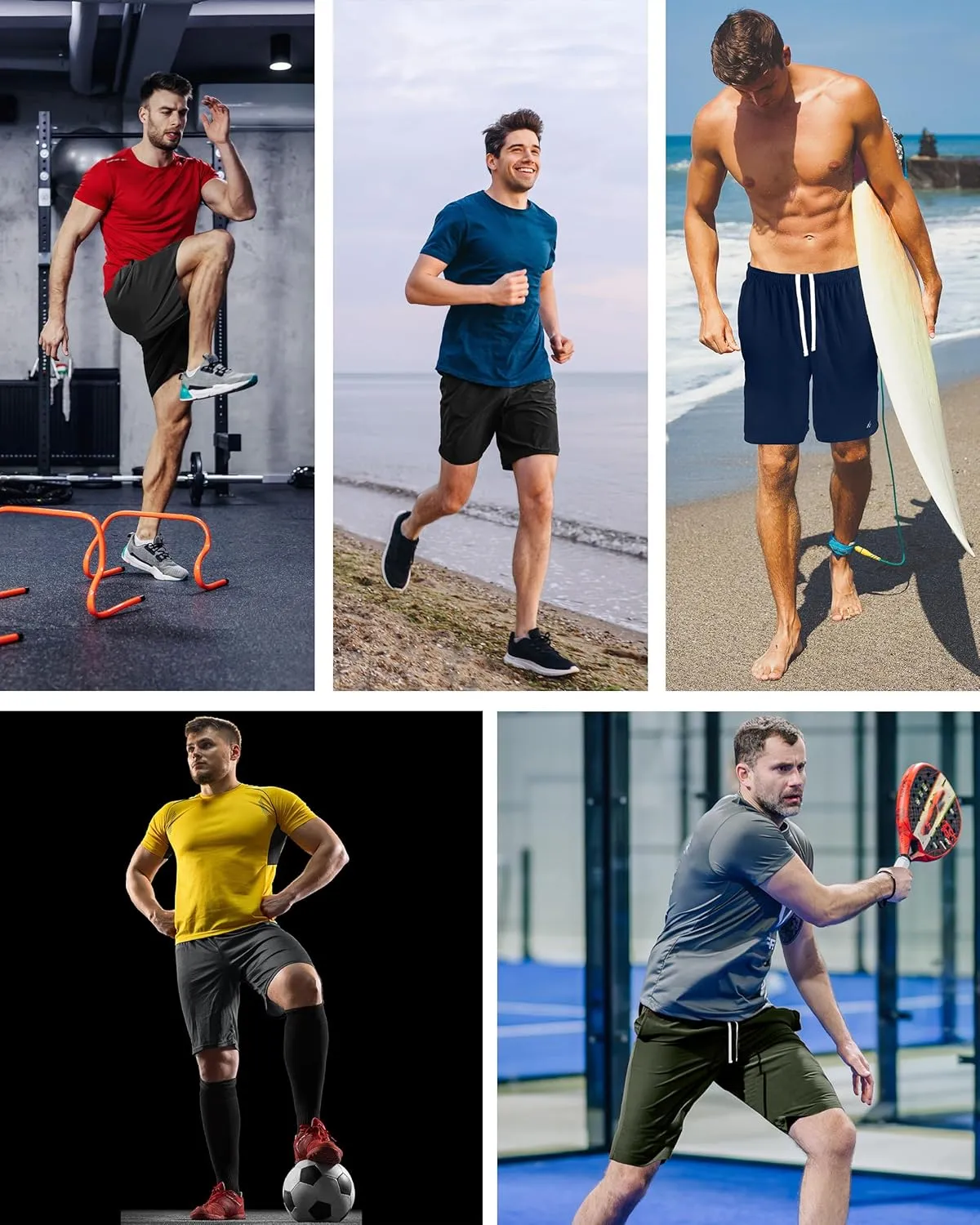 NY Threads 5 Pack Mens Athletic Shorts Quick Dry Loose-Fit Lightweight Running Workout Gym Shorts with Pockets