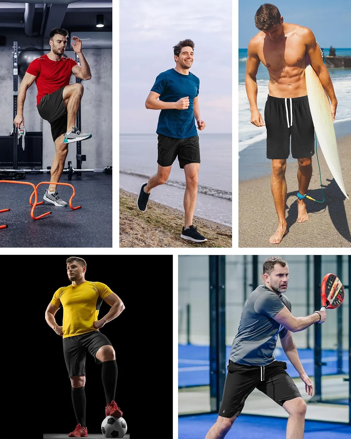 NY Threads 5 Pack Mens Athletic Shorts Quick Dry Loose-Fit Lightweight Running Workout Gym Shorts with Pockets