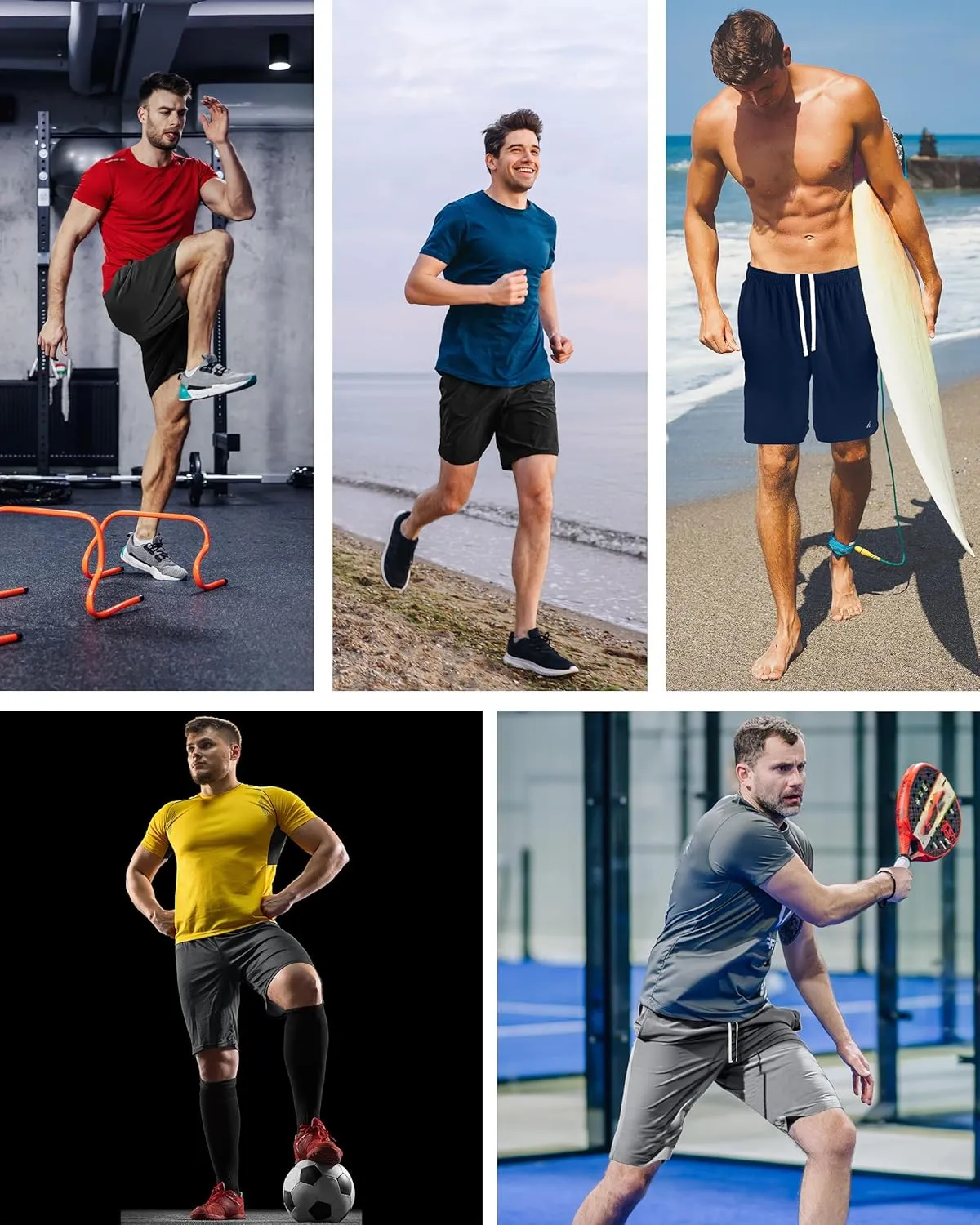 NY Threads 5 Pack Mens Athletic Shorts Quick Dry Loose-Fit Lightweight Running Workout Gym Shorts with Pockets