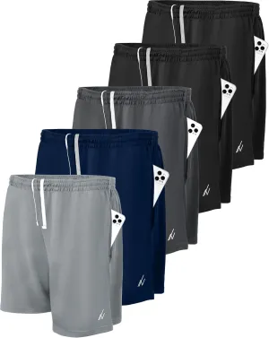 NY Threads 5 Pack Mens Athletic Shorts Quick Dry Loose-Fit Lightweight Running Workout Gym Shorts with Pockets