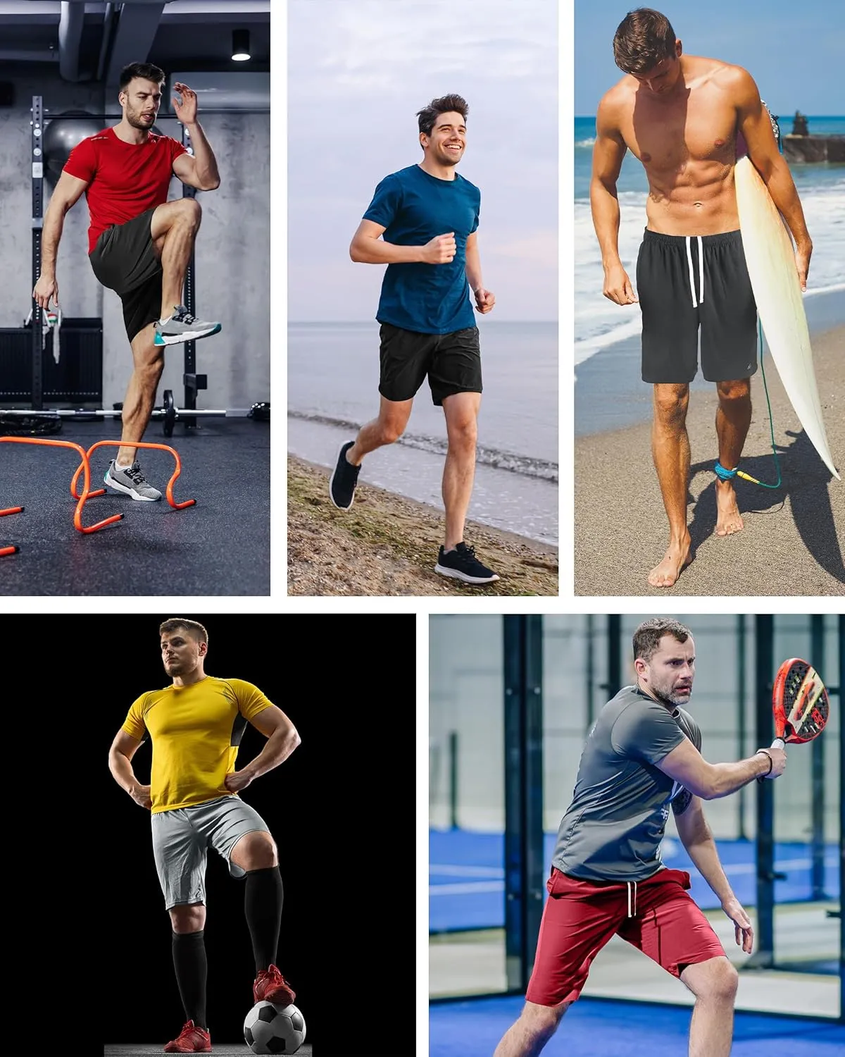 NY Threads 5 Pack Mens Athletic Shorts Quick Dry Loose-Fit Lightweight Running Workout Gym Shorts with Pockets