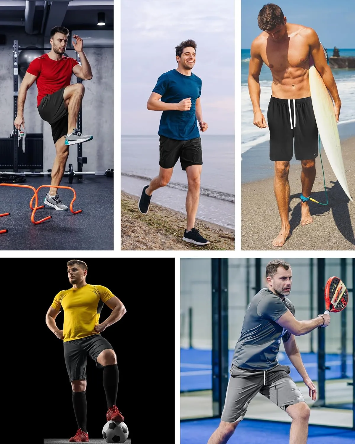 NY Threads 5 Pack Mens Athletic Shorts Quick Dry Loose-Fit Lightweight Running Workout Gym Shorts with Pockets