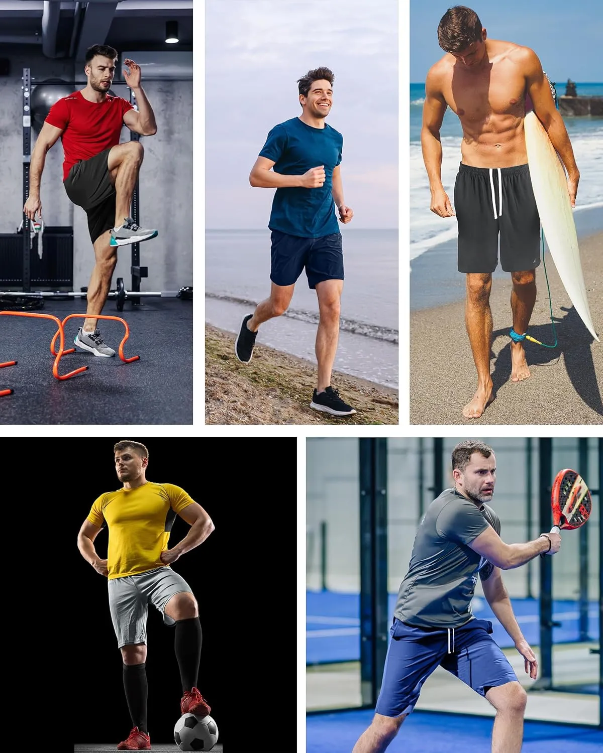 NY Threads 5 Pack Mens Athletic Shorts Quick Dry Loose-Fit Lightweight Running Workout Gym Shorts with Pockets