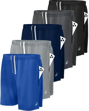 NY Threads 5 Pack Mens Athletic Shorts Quick Dry Loose-Fit Lightweight Running Workout Gym Shorts with Pockets