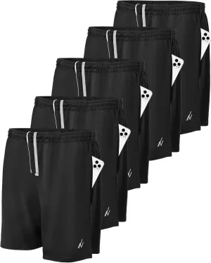 NY Threads 5 Pack Mens Athletic Shorts Quick Dry Loose-Fit Lightweight Running Workout Gym Shorts with Pockets