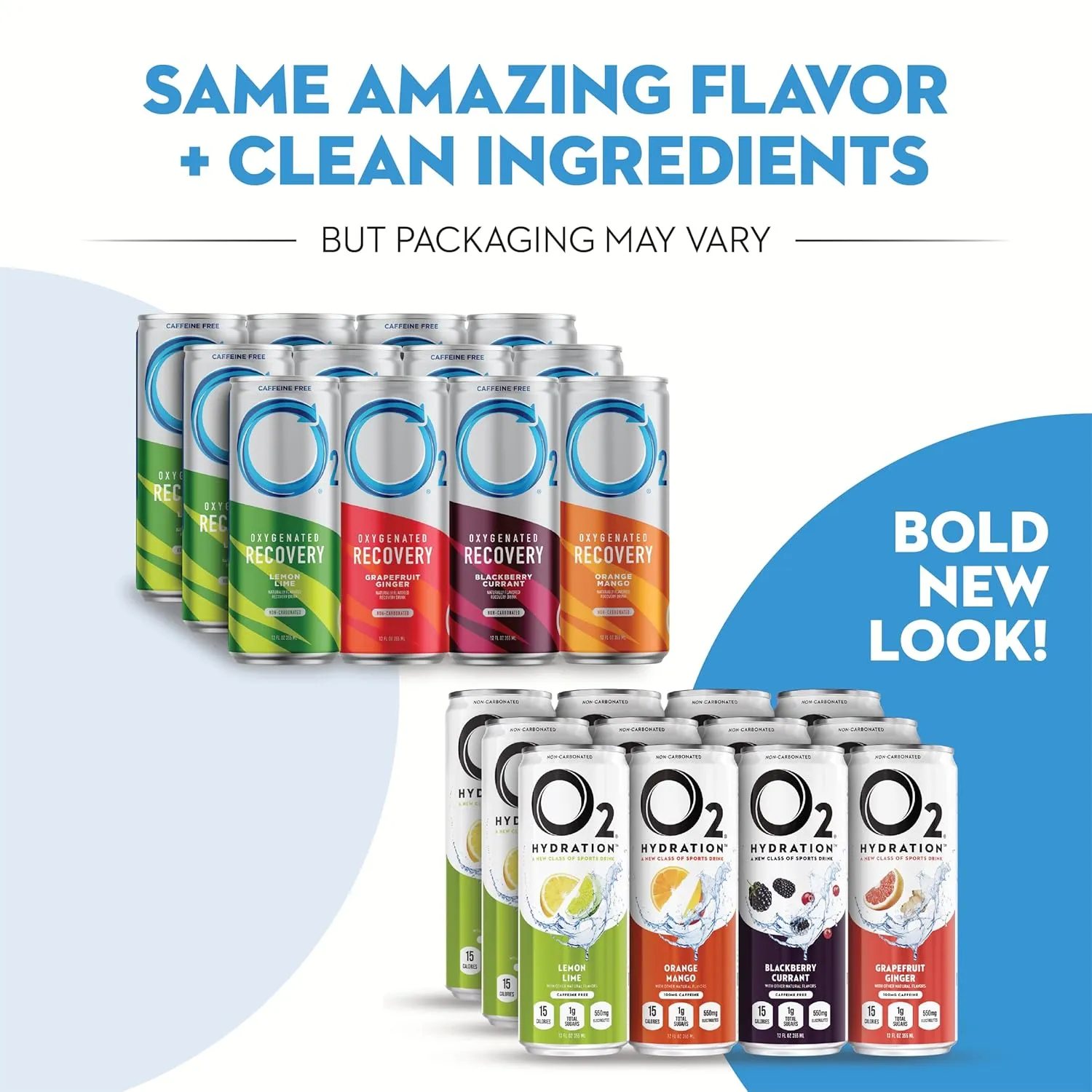 O2 Oxygenated Sports Recovery Drink | 120% More Electrolytes Than Standard Sports Drinks | Variety Pack | Non-Carbonated Electrolyte Drink | Post Workout Recovery Drink | 12 oz Cans (12 Pack)
