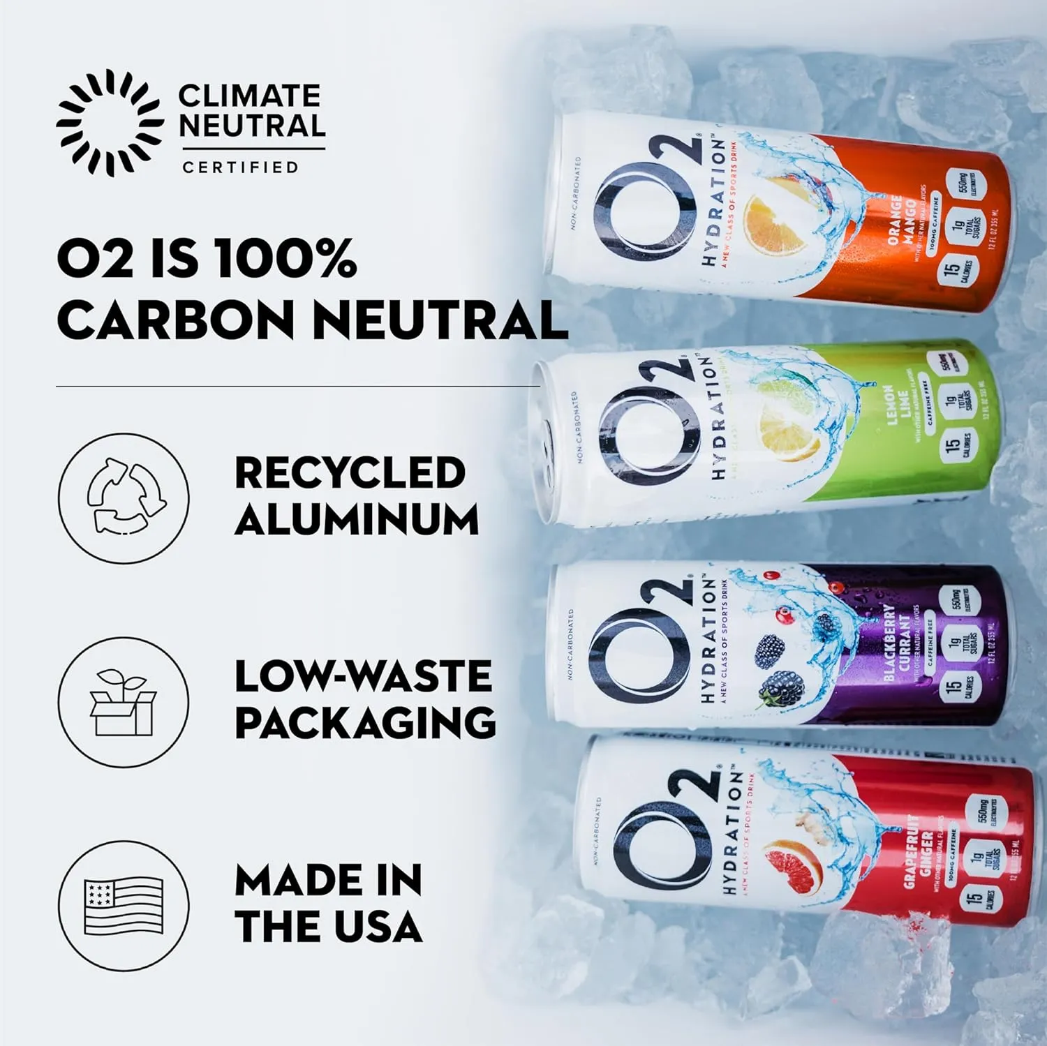 O2 Oxygenated Sports Recovery Drink | 120% More Electrolytes Than Standard Sports Drinks | Variety Pack | Non-Carbonated Electrolyte Drink | Post Workout Recovery Drink | 12 oz Cans (12 Pack)