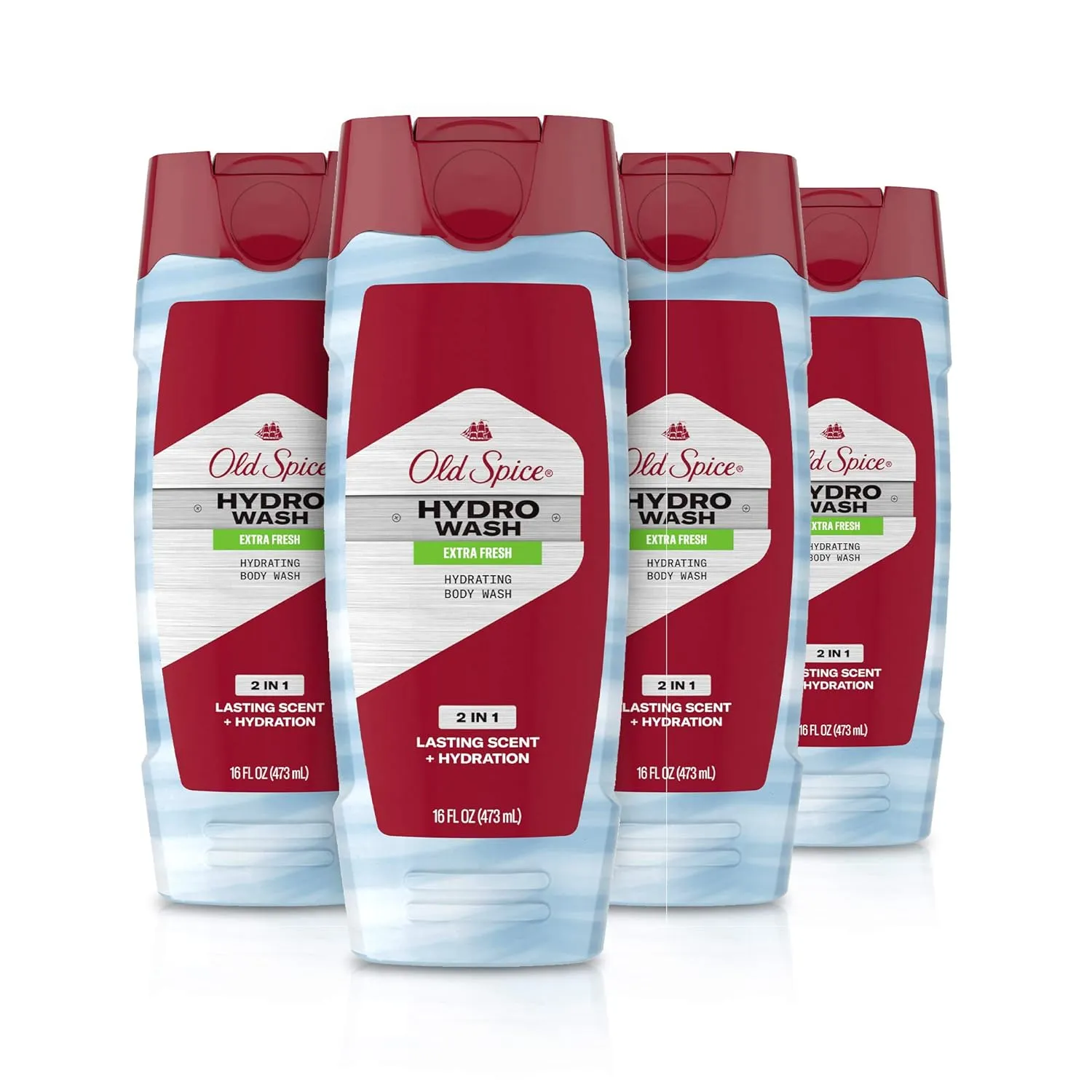 Old Spice Hydro Wash Body Wash for Men Hardest Working Collection, Extra Fresh, 16 Ounce(Pack of 4)