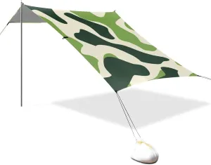 Olive Moss Green Print Designed UPF50  Protection Foldable Beach Cabana Lightweight Sun Shade with Sandbags, Sand Shovel, Poles for Family Trips, Picnics & Camping carpas para la Playa