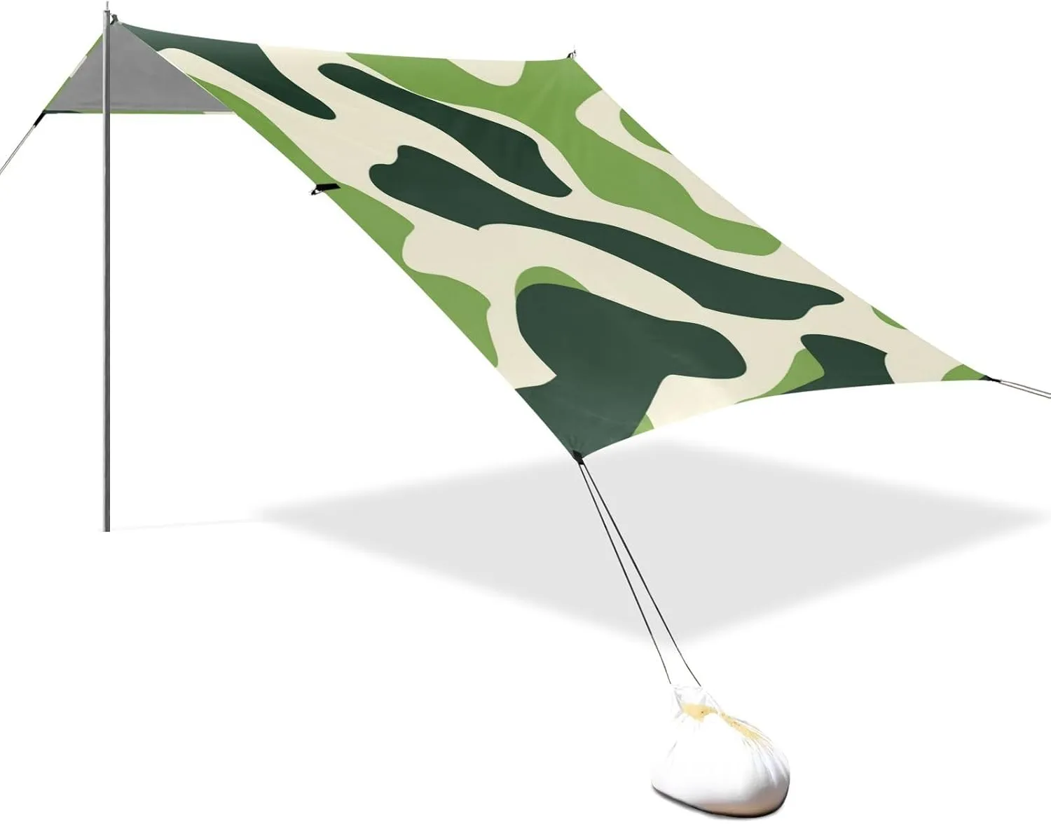 Olive Moss Green Print Designed UPF50  Protection Foldable Beach Cabana Lightweight Sun Shade with Sandbags, Sand Shovel, Poles for Family Trips, Picnics & Camping carpas para la Playa