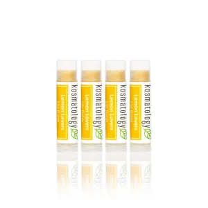 Organic Lemon Sage Lip Balm - Lemon Lovers 4 Pack | Beeswax Free | Vegan | 100% Natural Moisturizer for Cracked & Dry Lips