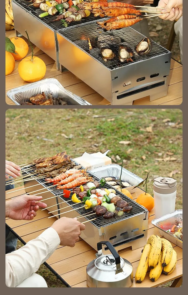ortable Charcoal Grill - Compact and Lightweight BBQ Grill, Easy Assembly, Ideal for Camping, Tailgating, and Outdoor Cooking - Fits 2-4 People
