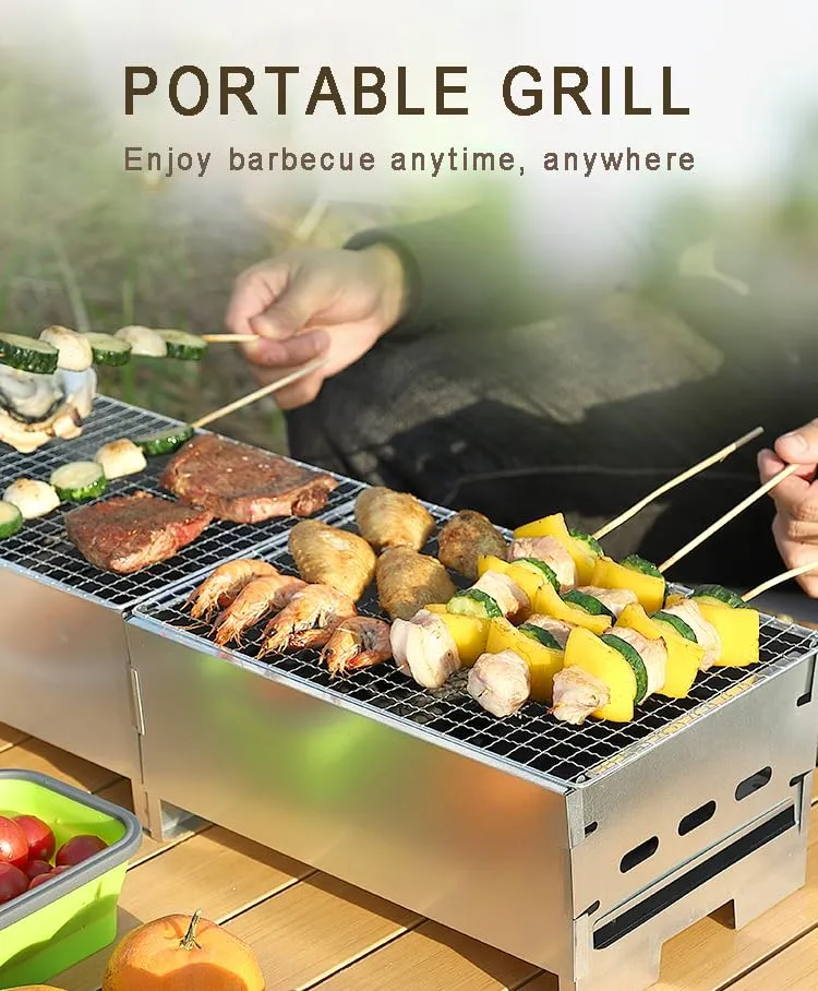 ortable Charcoal Grill - Compact and Lightweight BBQ Grill, Easy Assembly, Ideal for Camping, Tailgating, and Outdoor Cooking - Fits 2-4 People
