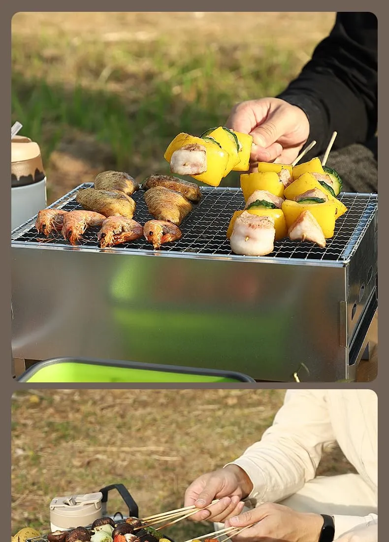 ortable Charcoal Grill - Compact and Lightweight BBQ Grill, Easy Assembly, Ideal for Camping, Tailgating, and Outdoor Cooking - Fits 2-4 People
