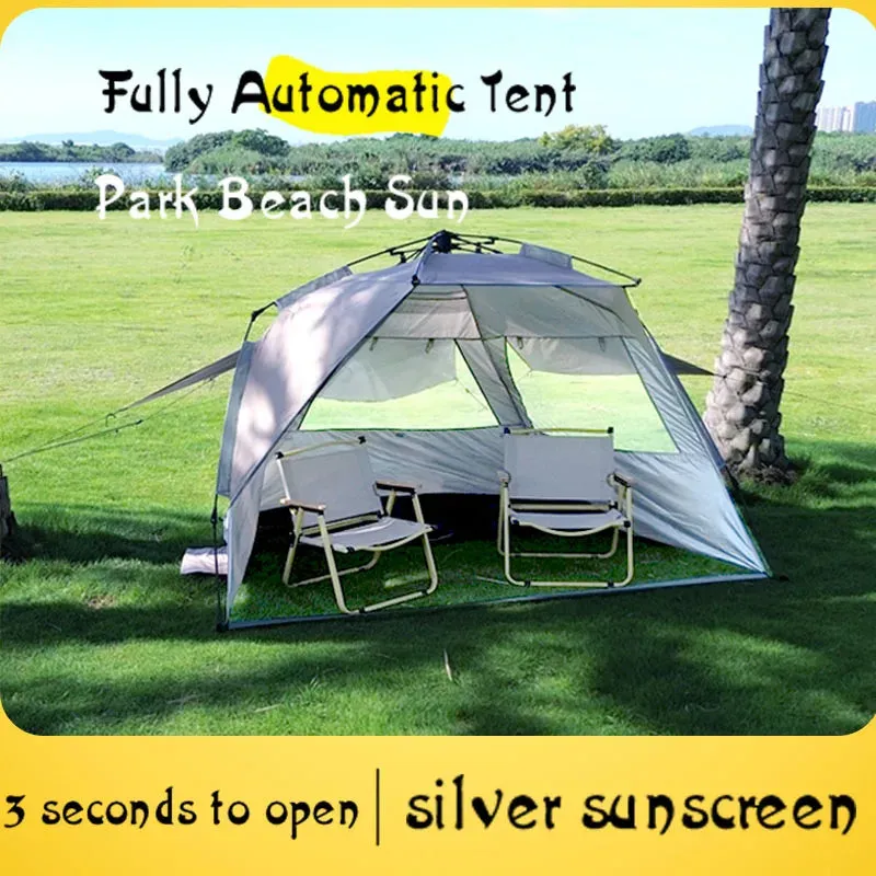 Outdoor 3-4 Person One-touch Camping Tent Quick Automatic Open Beach Tent