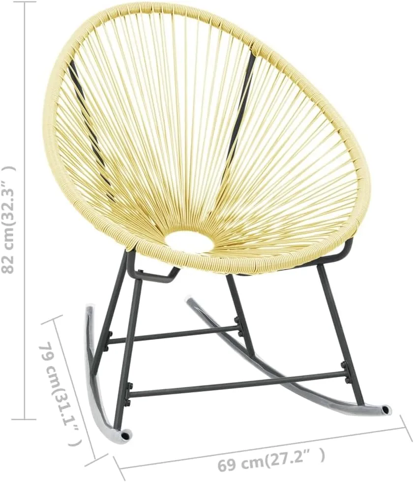 Outdoor Acapulco Chair Poly Rattan Beige – PE Rattan Seating with Powder-Coated Steel Frame for Patio, Garden, and Deck – 27.2'' W x 31.1'' D x 32.3'' H