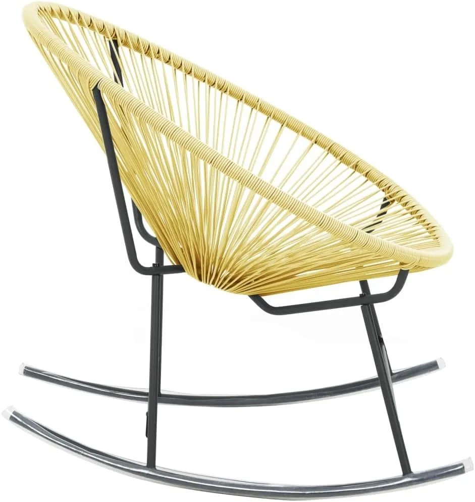 Outdoor Acapulco Chair Poly Rattan Beige – PE Rattan Seating with Powder-Coated Steel Frame for Patio, Garden, and Deck – 27.2'' W x 31.1'' D x 32.3'' H