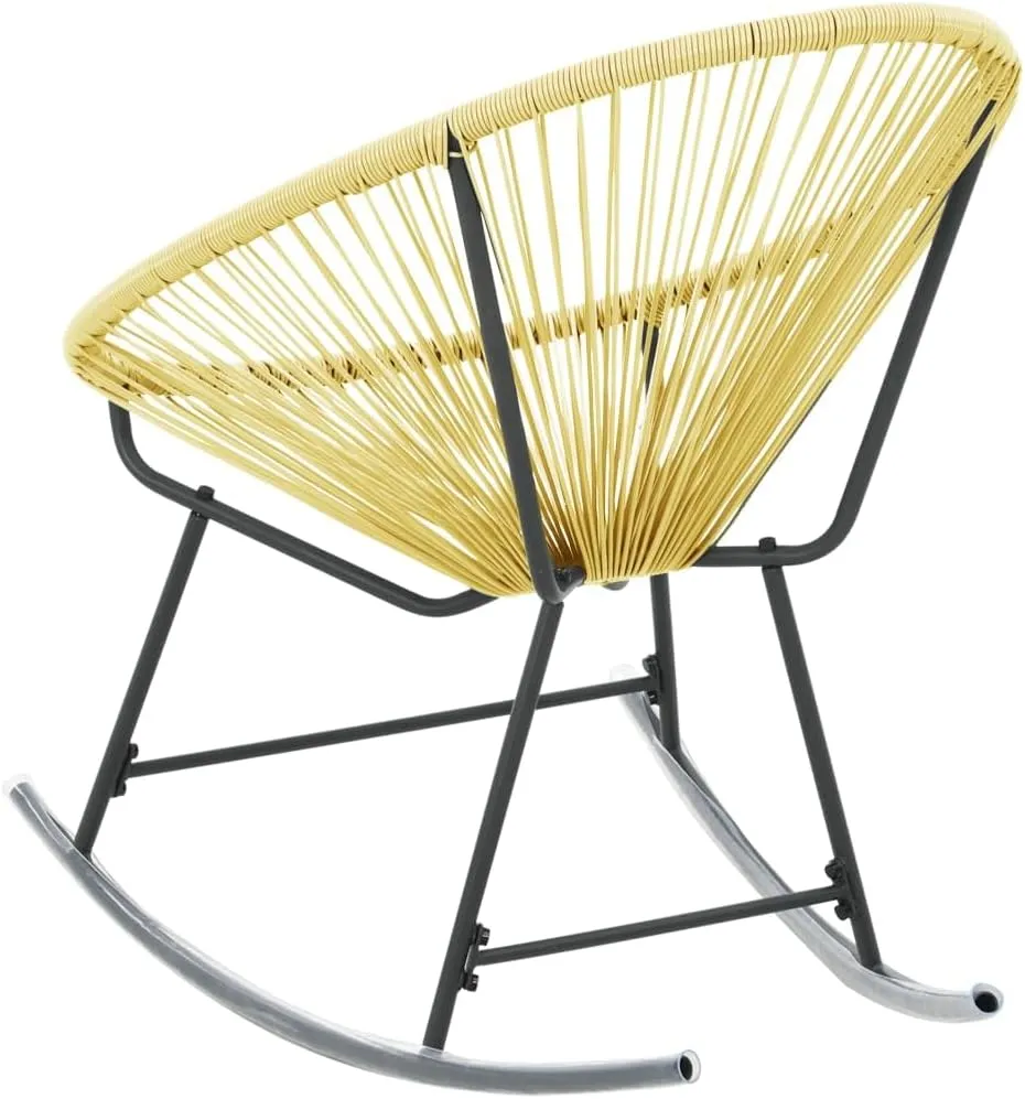 Outdoor Acapulco Chair Poly Rattan Beige – PE Rattan Seating with Powder-Coated Steel Frame for Patio, Garden, and Deck – 27.2'' W x 31.1'' D x 32.3'' H