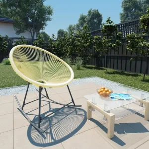 Outdoor Acapulco Chair Poly Rattan Beige – PE Rattan Seating with Powder-Coated Steel Frame for Patio, Garden, and Deck – 27.2'' W x 31.1'' D x 32.3'' H