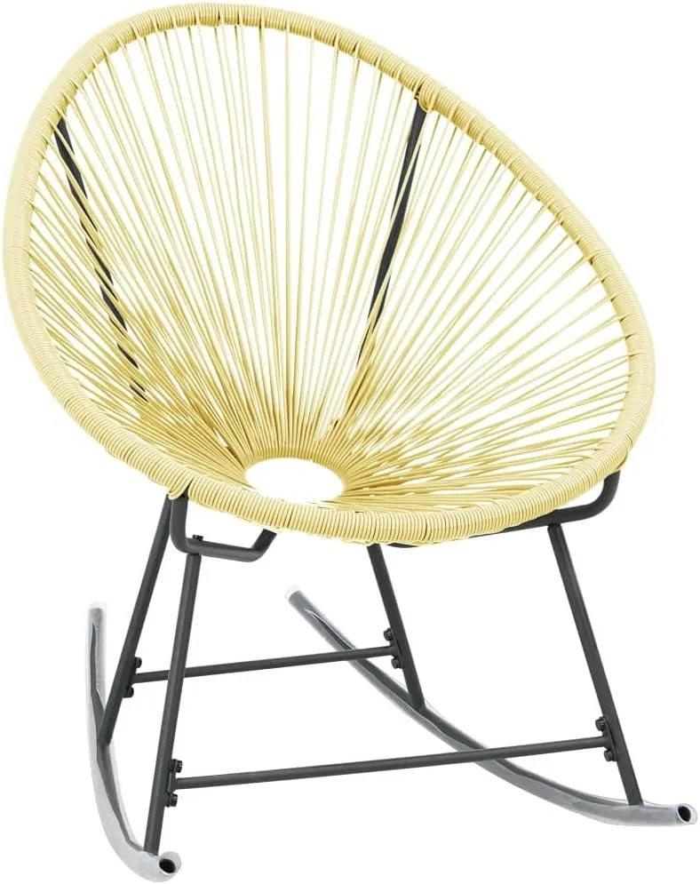 Outdoor Acapulco Chair Poly Rattan Beige – PE Rattan Seating with Powder-Coated Steel Frame for Patio, Garden, and Deck – 27.2'' W x 31.1'' D x 32.3'' H