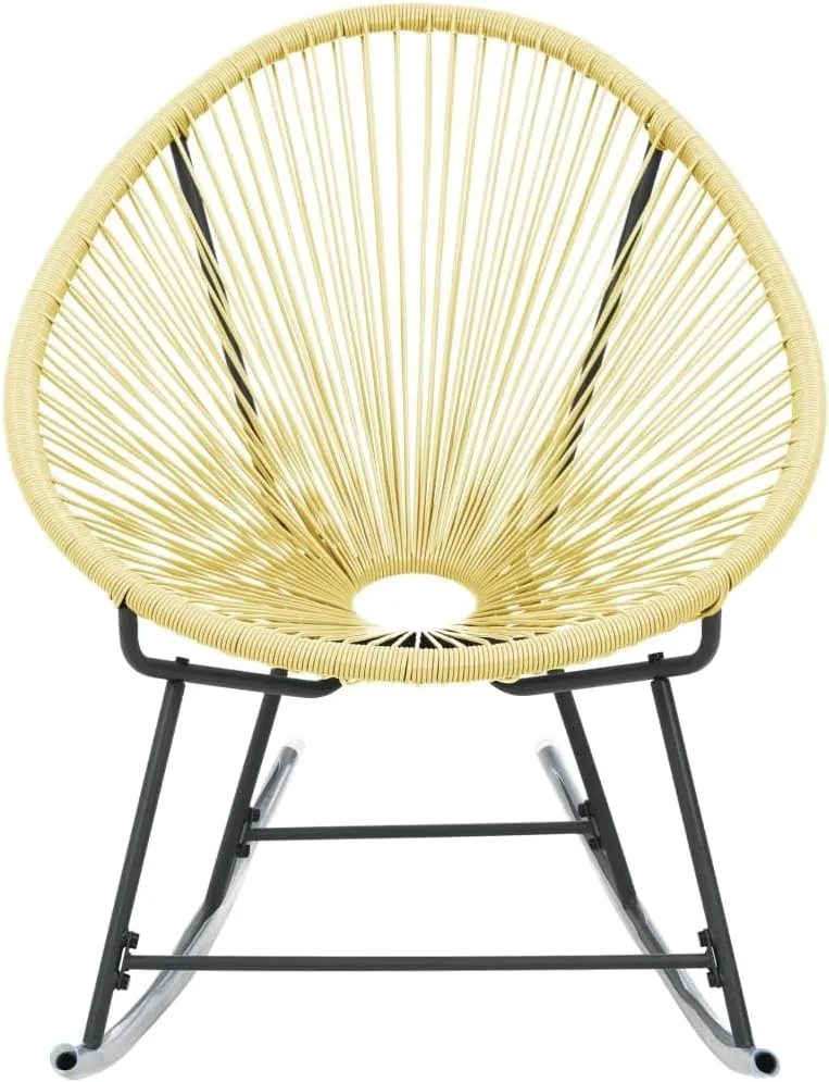 Outdoor Acapulco Chair Poly Rattan Beige – PE Rattan Seating with Powder-Coated Steel Frame for Patio, Garden, and Deck – 27.2'' W x 31.1'' D x 32.3'' H