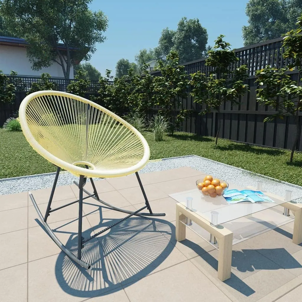 Outdoor Acapulco Chair Poly Rattan Beige – PE Rattan Seating with Powder-Coated Steel Frame for Patio, Garden, and Deck – 27.2'' W x 31.1'' D x 32.3'' H